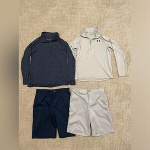 Under Armour Boys Youth Golf Shorts and Golf 1/4 Zips